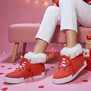 Faux Fur Red Winter High-tops